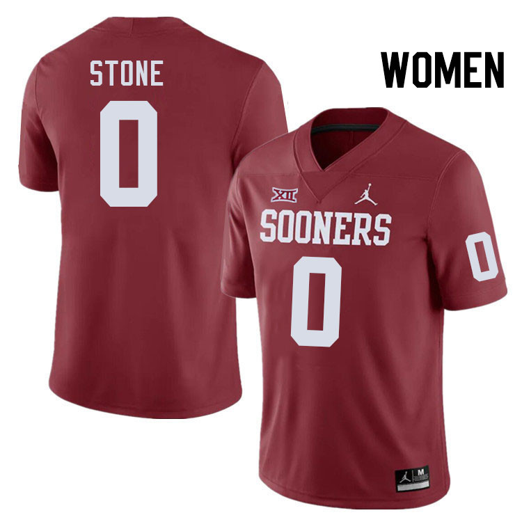 Women #0 David Stone Oklahoma Sooners College Football Jerseys Stitched-Crimson